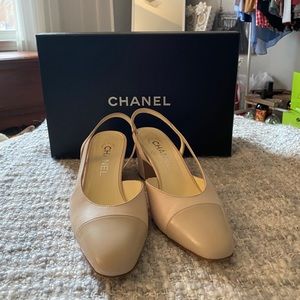 Chanel Slingbacks in Ivory and Light Pink